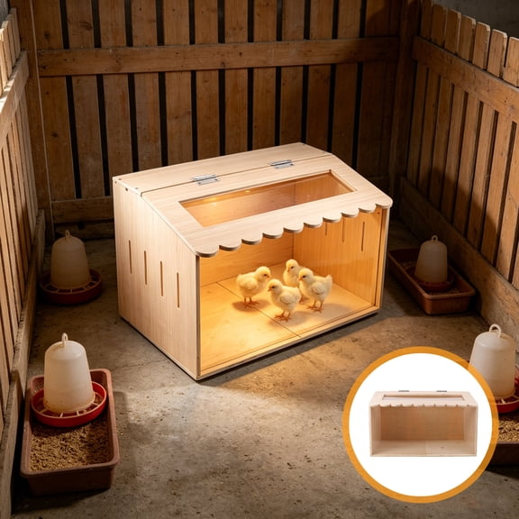 CRILSTYLEO Khaki Wood Chicken Brooder Box with Easy Maintenance Fliptop and Optimal Airflow for Small Poultry