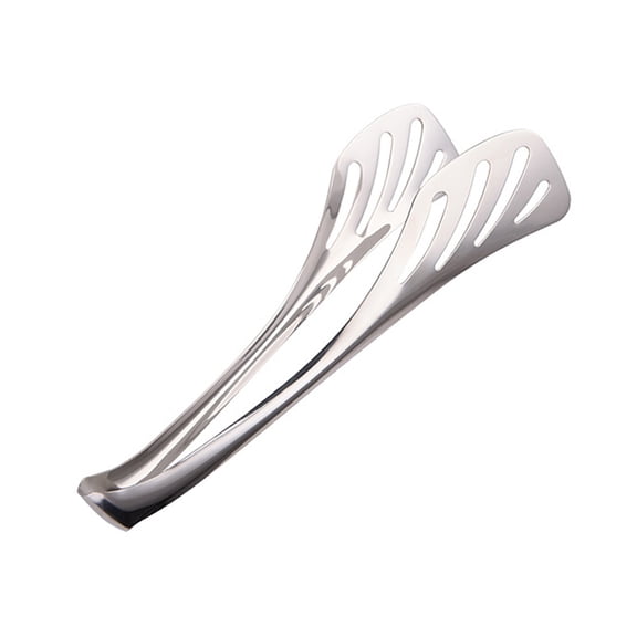 CRILSTYLEO Heat-Resistant Baking Tongs Plated Silver Stainless Steel Bread and Cake Picker