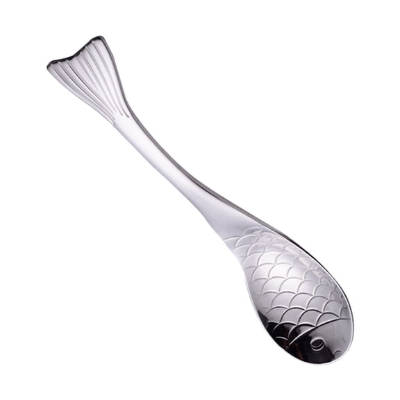 CRILSTYLEO Stainless Steel Kitchen Soup Ladle Plated Fish Shape Spoon Smooth Polished Handle