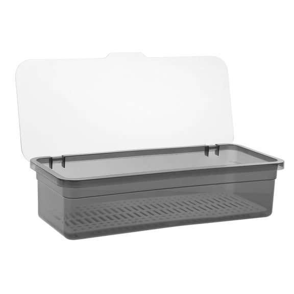 CRILSTYLEO Black Plastic Kitchen Chopsticks Storage Drain Box with Transparent Lid