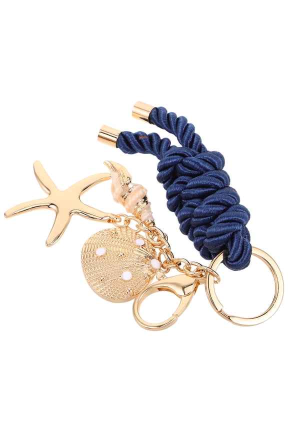 Lightweight Ocean Theme Braided Keychain with Sea Star and Nautical Knot for Travel Bags