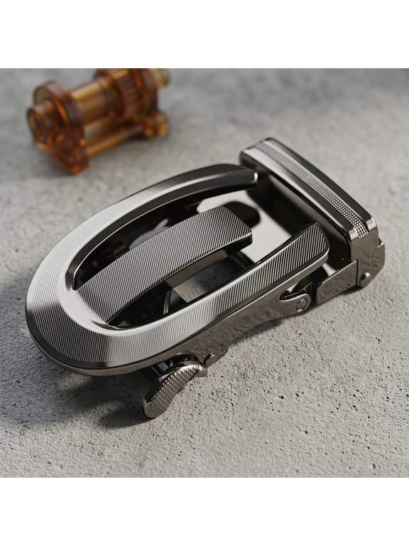 Men's Adjustable Black Alloy Belt Buckle - Automatic, Business and Professional Style Accessory