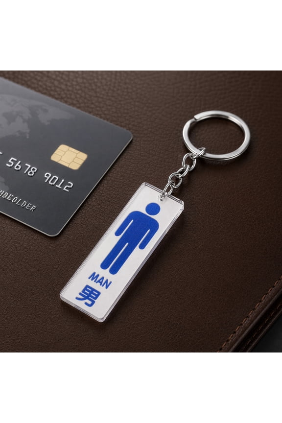 Mens Blue Acrylic Restroom Pass Keychain Durable Key Identifier for Bags