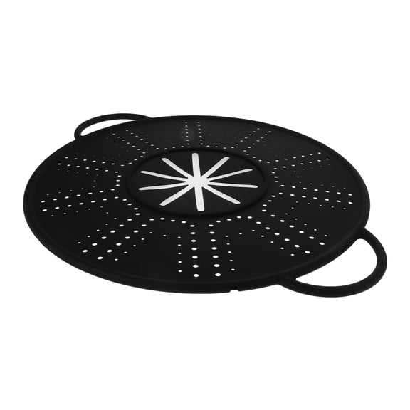 CRILSTYLEO Silicone Splatter Guard with Side Handles for Frying Pan, Black, Kitchen Cooking Accessory