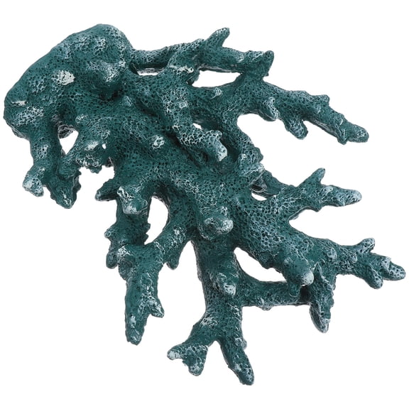 CRILSTYLEO Green Resin Coral Reef Aquarium Sculpture, Lifelike Fish Ornament for Aquatic Decor Centerpiece Accessory