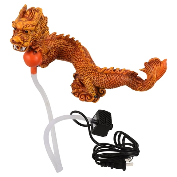 CRILSTYLEO Orange Resin Dragon Figurine Aquarium Decoration Small Dragon Model Ornament for Fish Display