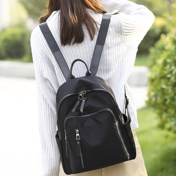 CRILSTYLEO Outdoor Waterproof Backpack, Black Oxford Cloth, Unique Pattern, Multiple Carrying Options