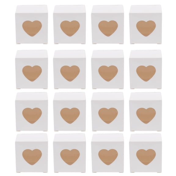 CRILSTYLEO Paper Boxes Set 50 White for Storage Use Easy Fold Mini Cake Boxes with Window for Wedding Candy and Small Items