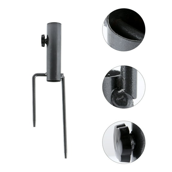 CRILSTYLEO Patio Umbrella Base Stand Black Steel Screw Stake for Secure Outdoor Use