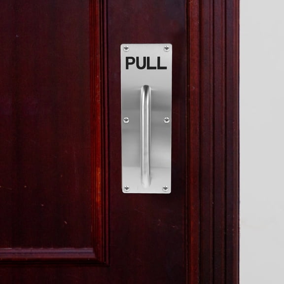 CRILSTYLEO Plated Silver Stainless Steel Door Handle for Commercial Use with Durable Pull Plate and Easy Operation