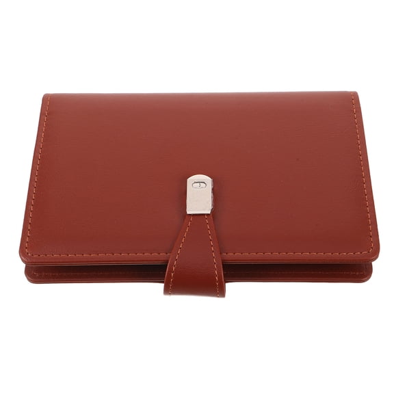 CRILSTYLEO Portable Brown Business Card Holder with Transparent Slots for Quick Access