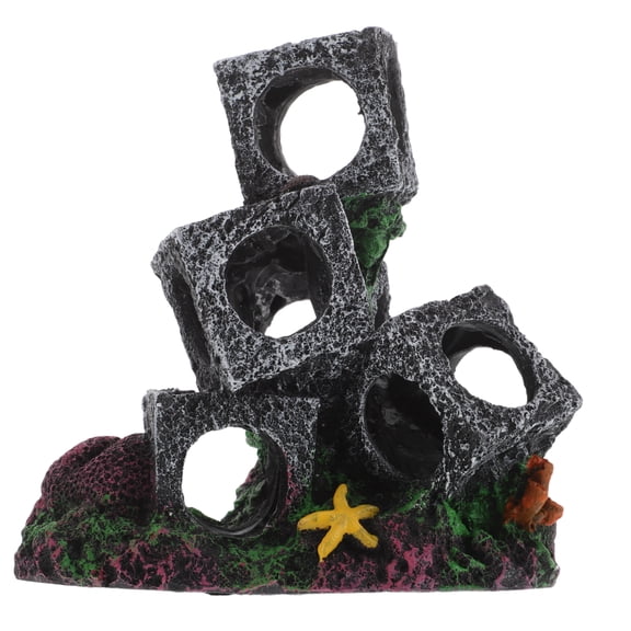 CRILSTYLEO Small Resin Fish Decorations Stacking Cube Cave Hideout for Freshwater Aquariums and Aquatic Pets