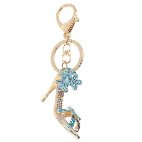 CRILSTYLEO Rhinestone High Heel Keychain with Elegant Floral Charm, Trendy Purse and Backpack Accessory Decoration