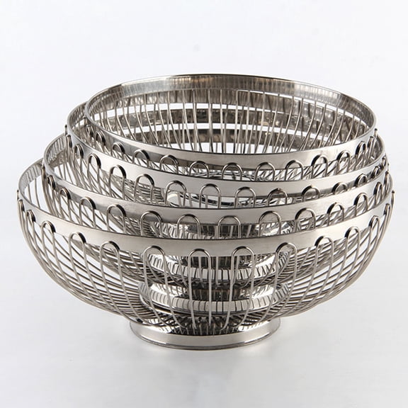 CRILSTYLEO Round Silver Fruit Basket Bowl 1Pack 20.00X20.00X8.60Cm for Home Decor