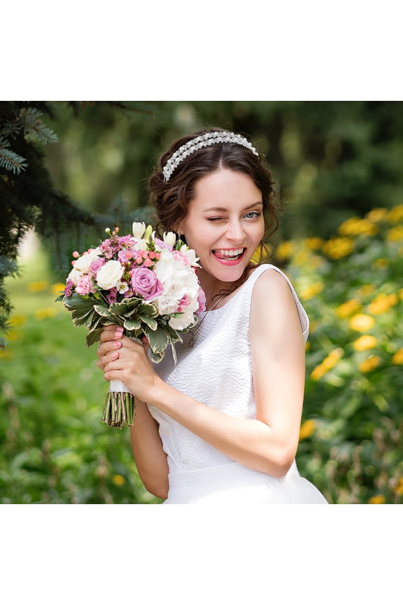 Silver Wedding Hair Piece Crown Headband for Women Adjustable Hair Accessories 1Pcs