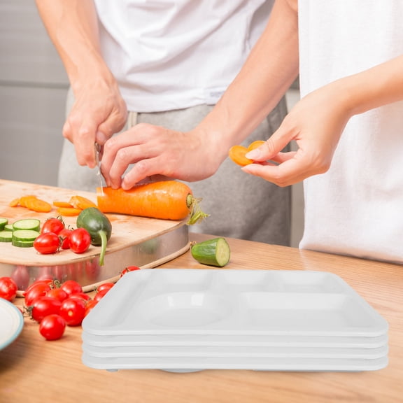 CRILSTYLEO Simple Style Multi Grid Portion Control Plate with Compartments White for Lunch