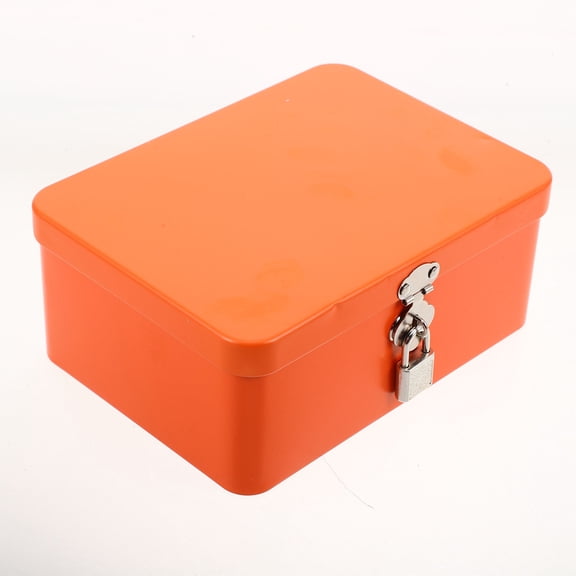 CRILSTYLEO Small Orange Metal Locking Storage Box for Jewelry and Important Items