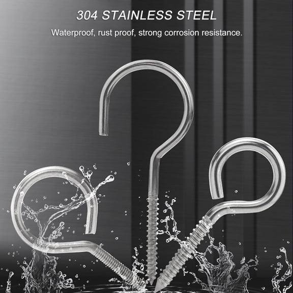 CRILSTYLEO Stainless Steel Ceiling Hook for Hanging Storage Durable AntiRust Home Use Silver 12pcs 1.5inch