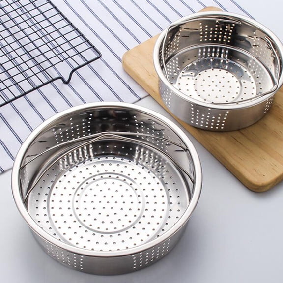 CRILSTYLEO Stainless Steel Sanitary Steaming Rack with Double Handles for Cooking Design .1cm