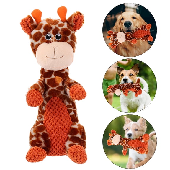 CRILSTYLEO Stuffed Animal Chew Toy Giraffe Shape Sounding Plush Orange For Dog Entertainment 1Set