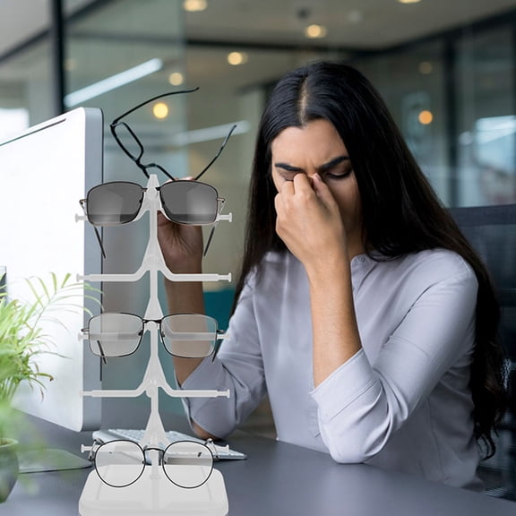 CRILSTYLEO Sunglasses Stand 2Pcs White Plastic Rectangular Organizing Eyewear 13.8x6.7in