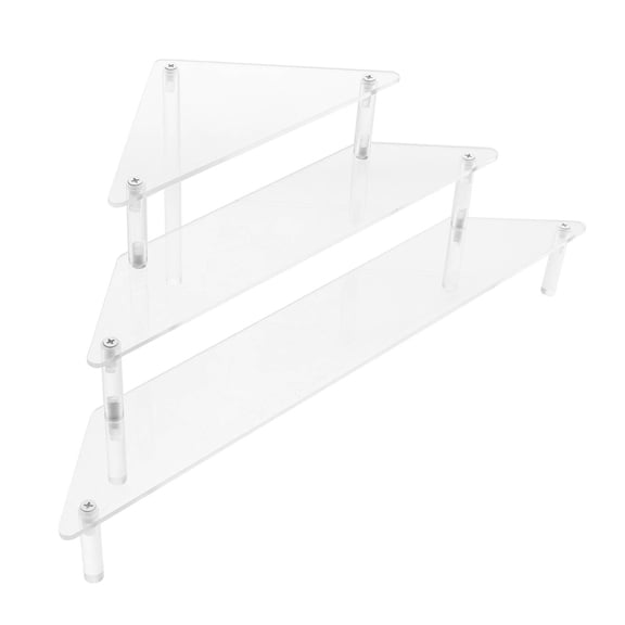 CRILSTYLEO Triangular Acrylic Corner Display Stand with 3 Tier Riser for Desktop and Home Decor