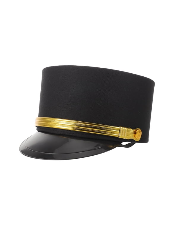Unisex Black Railroad Engineer Cap Vintage Design Ideal for Train Theme Parties and Costume Events