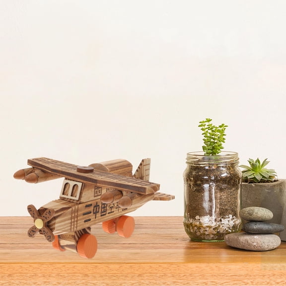 CRILSTYLEO Vintage Airplane Model Set 2pcs Retro Plane Desk Decor, Airplane Ornaments for Home Office and Craft Display