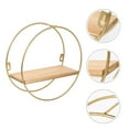 thumbnail image 1 of CRILSTYLEO Wall Decor Shelves Golden Wood Round Shape Storage 1Pack, 1 of 8