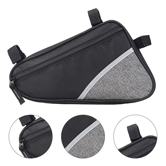 CRILSTYLEO Grey Front Tube Bike Frame Bag, Cycling Storage Pouch for Essentials and Accessories