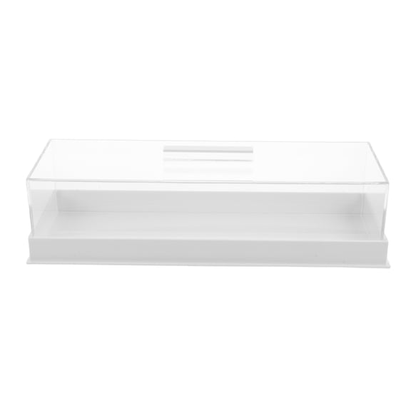 CRILSTYLEO White Acrylic Rectangular Cake Display Stand with Lid Dessert Tray