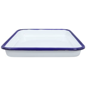 CRILSTYLEO White Rectangular Enamel Bread Tray - Kitchen Serving Dish for Baking and Serving