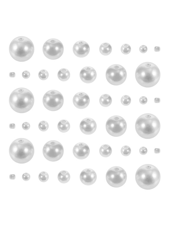 White Plastic Imitation Pearls for Necklace and Bracelet Making 1Set