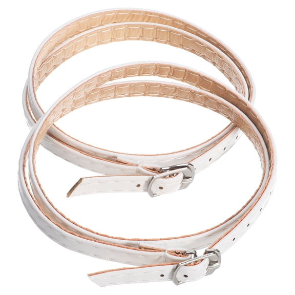 CRILSTYLEO Womens Faux High Heel Shoes with Cross Straps and Secure Anti Drop Shoelaces, White, 1 Pair