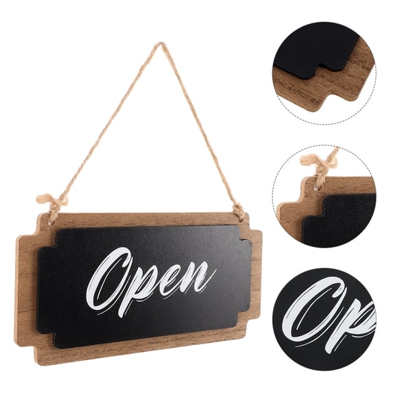 CRILSTYLEO Wooden Double Sided Hanging Open Closed Sign for Storefront Black Business Sign