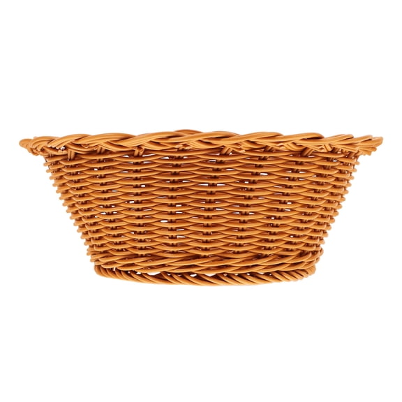 CRILSTYLEO Rustic Woven Basket, Brown, Plastic Rattan, for Serving Bread and Fruits, Home Decor