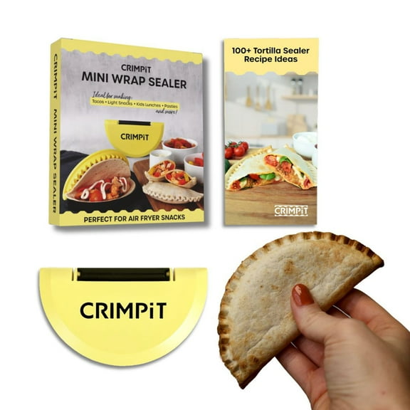 CRIMPiT Small Tortilla Sealer + Recipe Book - For 6 Flour Tortillas | Make Sealed Tacos, Quesadillas, Burritos & More | Mess-Free Meals in Seconds | BPA-Free, Dishwasher Safe | Made in UK & USA
