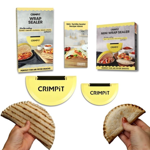 CRIMPiT Tortilla Bundle - Large & Small Tortilla Sealer + Recipe Book – For 10-12” & 6” Flour Tortillas