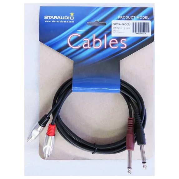 CRISP- 2-1/4In (6.3Mm) Mono Male Cable To 2-Rca Male Cable 6Ft For ...