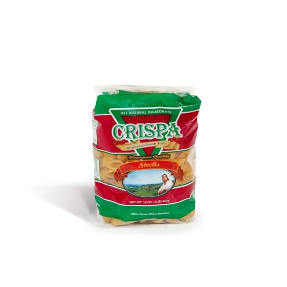 CRISPA Pasta Shells | Authentic Conchiglie Pasta | Premium Durum Wheat, Imported Italian Pasta | All Natural | 16 oz (1 lb) Family Pack