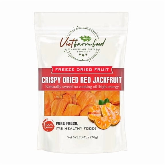 CRISPY DRIED RED JACKFRUIT 2.47 oz (70g) VIETFARMFOOD: Freeze-dried, no sugar added, naturally sweet. Nutritious, pure, and crunchy. Great for snacking, toppings, desserts, or healthy gifting.