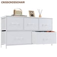 thumbnail image 1 of CRISSCROSSCHAIR Dresser, Dresser for Bedroom with 5 Fabric Drawers, Steel Frame, Wood Top, White, 1 of 7