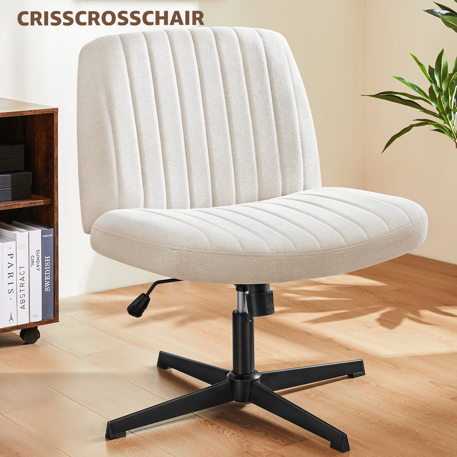 CRISSCROSSCHAIR Office Chair, Armless Modern Swivel Cross Legged Desk Chair Without Wheels