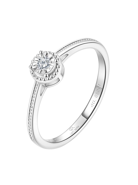 1/20 Ct Round Lab-Grown Diamond Solitaire Engagement Ring in 925 Sterling Silver