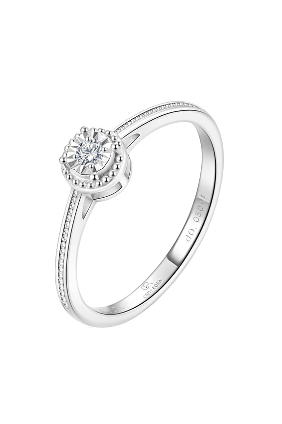 1/20 Ct Round Lab-Grown Diamond Solitaire Engagement Ring in 925 Sterling Silver