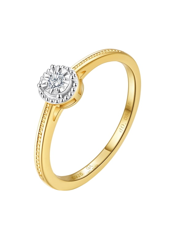 1/20 Ct Round Lab-Grown Diamond Solitaire Engagement Ring in 925 Sterling Silver