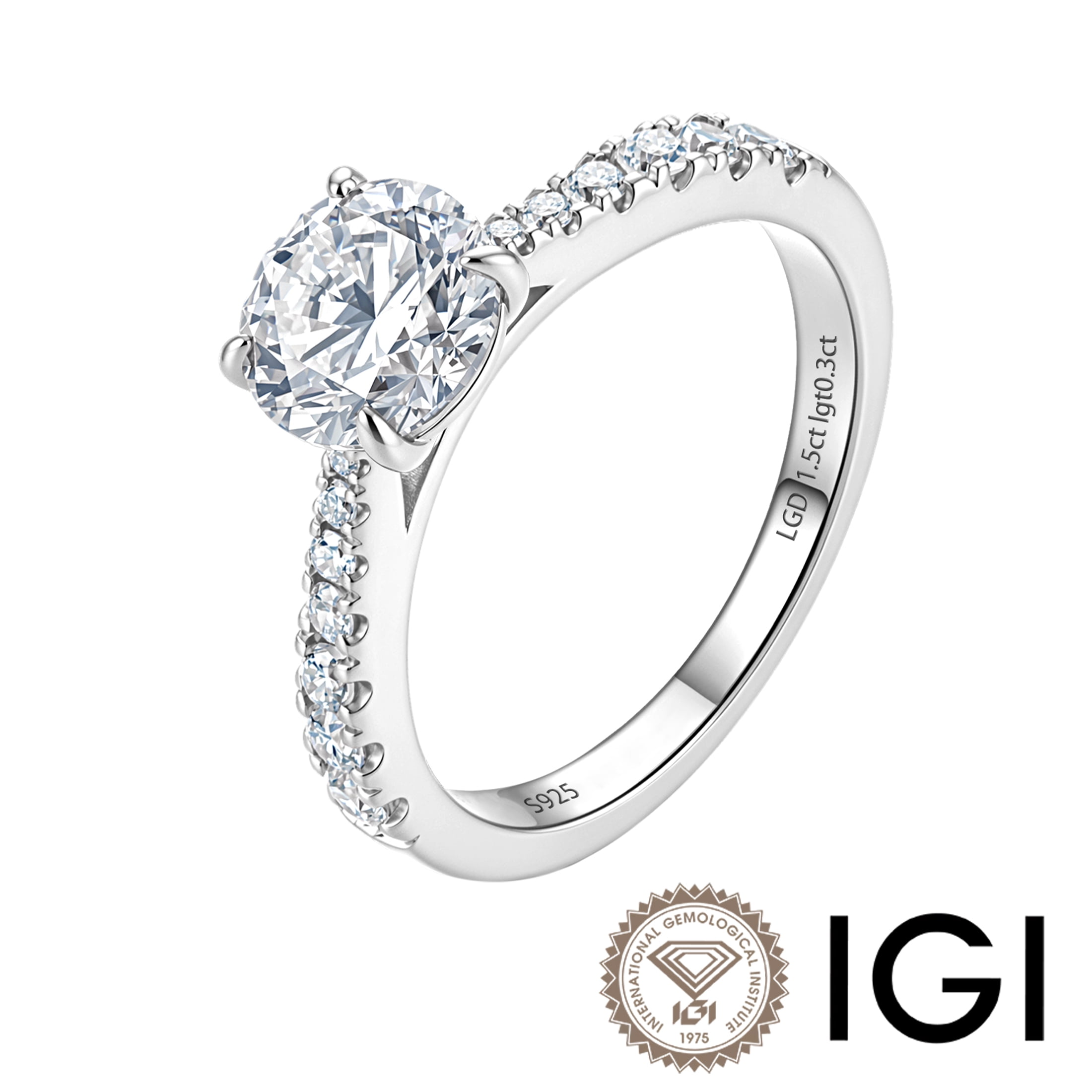 CRITI RORA 925 Sterling Silver IGI Certified 1.5 Carat Round Cut Lab ...