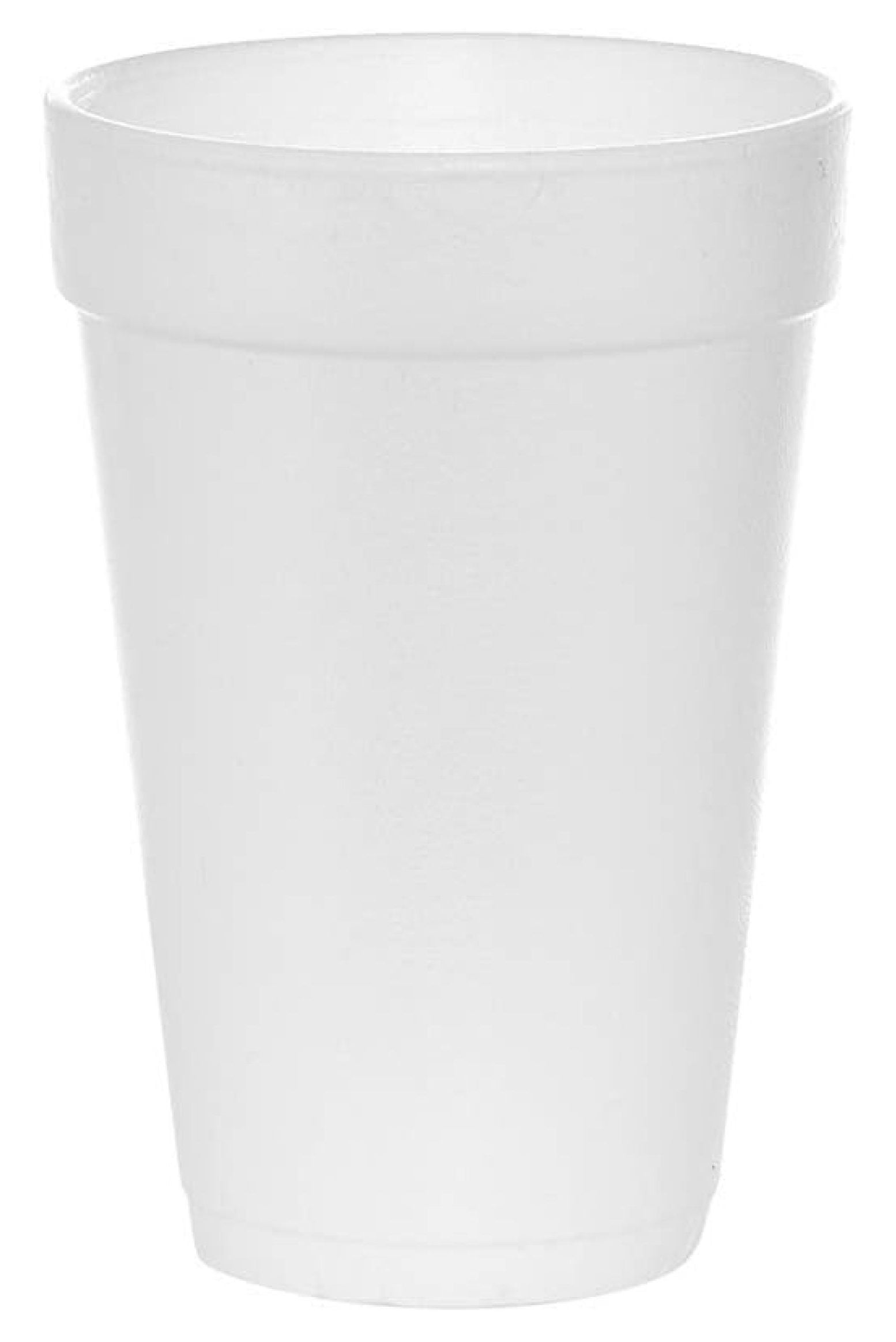 CRIXLHIX (100 Count) 16 oz White Foam Cups, Foam Drinking Cups, Disposable Insulated Foam Cups