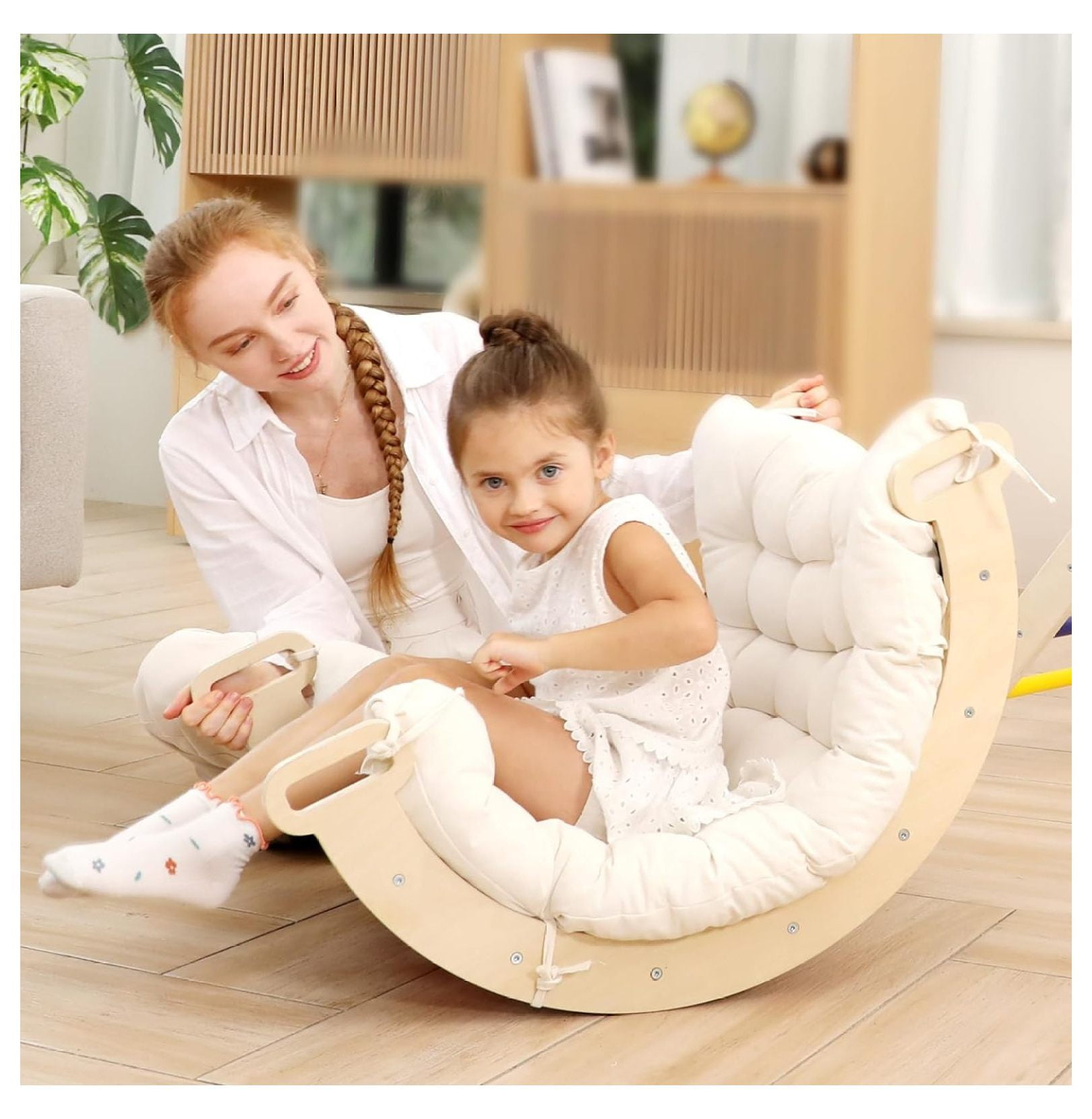 CRIXLHIX 2 in 1 Montessori Climbing Arch for Toddlers,Rainbow Wooden Climbing Arch Rocker