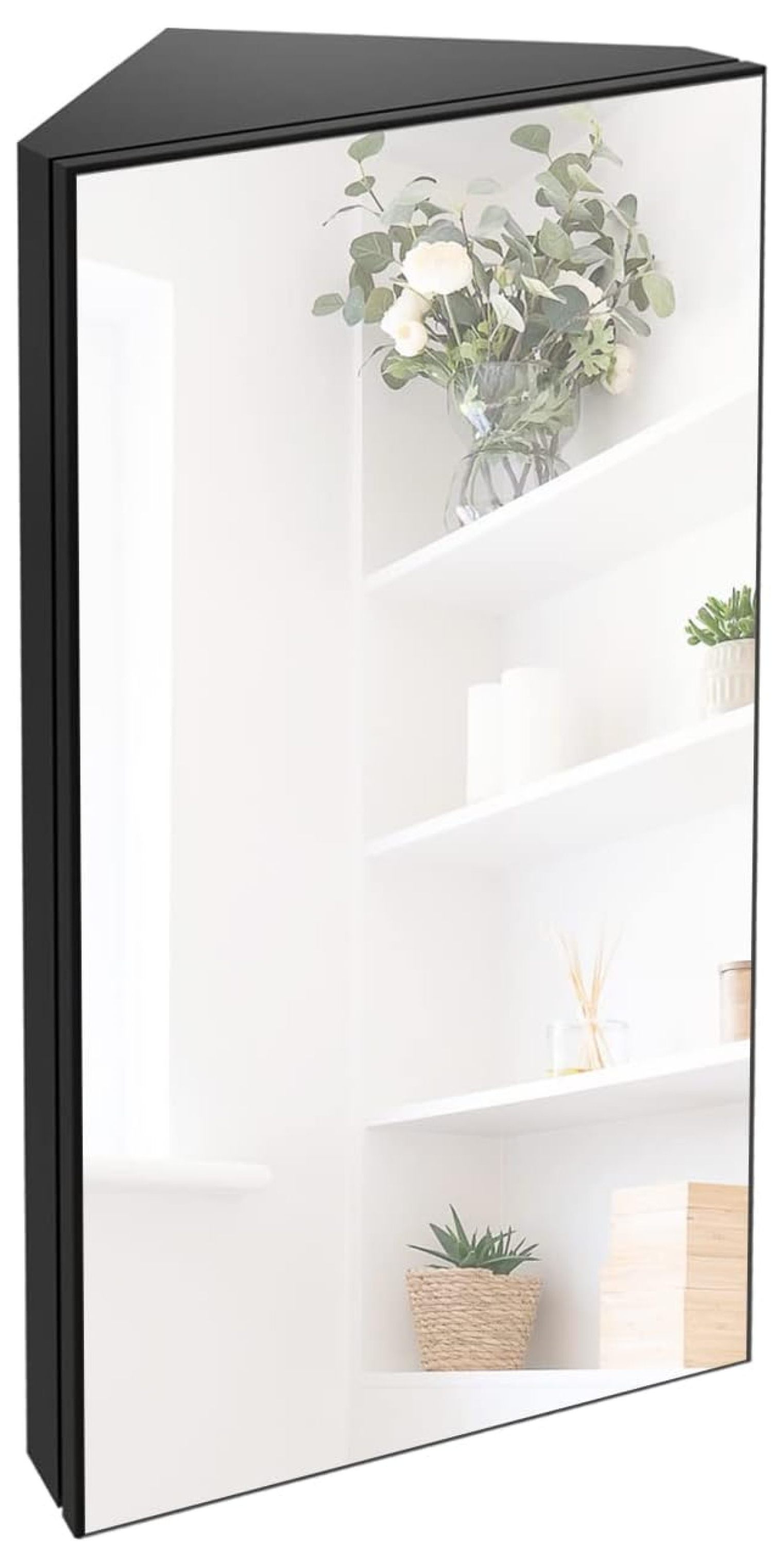 CRIXLHIX 24" Bathroom Corner Medicine with Mirror, Black